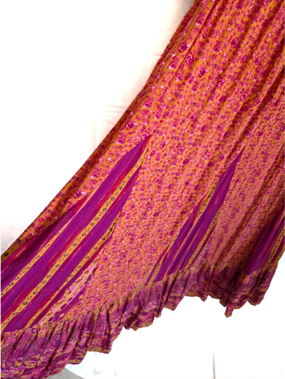 FREE PEOPLE 'Happy Feelings' Golden Combo Boho Festival Dress M - Picture 7 of 9